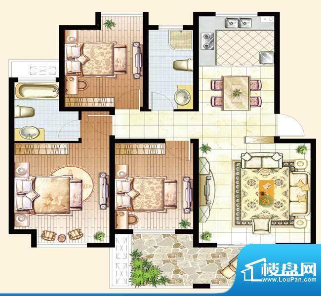 骏和玲珑湾c5户型 3面积:108.00平米