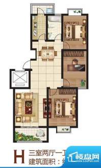 御林华府H户型 3室2面积:110.00平米