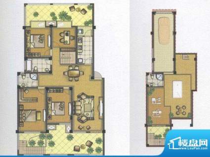 水岸枫情B1户型 4室面积:144.90平米