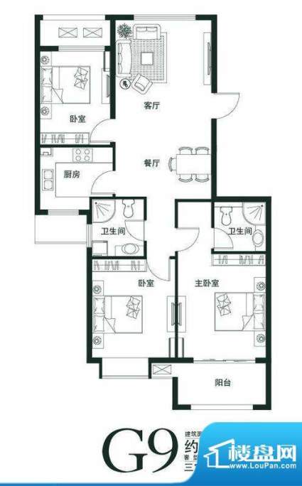 山语世家G9户型 3室面积:111.00平米