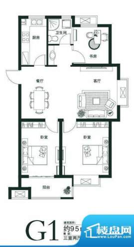 山语世家G1户型 3室面积:95.00平米