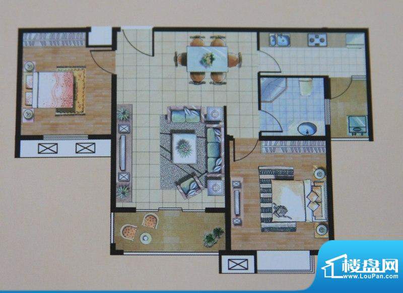 九里景秀B户型图 2室面积:92.00平米