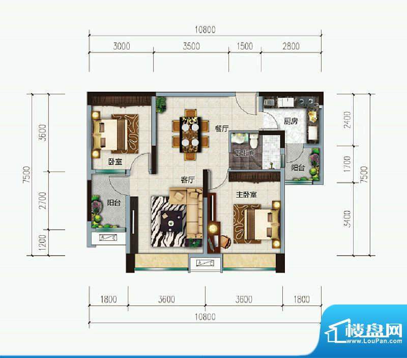 远洋城天祺8、9、10面积:89.00m平米