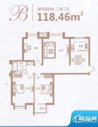 兰溪谷B户型图 3室2面积:118.46m平米