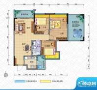 高盛花园户型a1 3室面积:88.17m平米