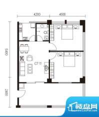 领尚国际公寓C7户型面积:82.35m平米