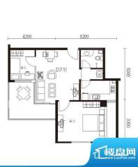 领尚国际公寓D7户型面积:61.40m平米