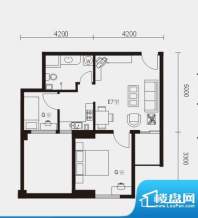 领尚国际公寓E7户型面积:47.27m平米