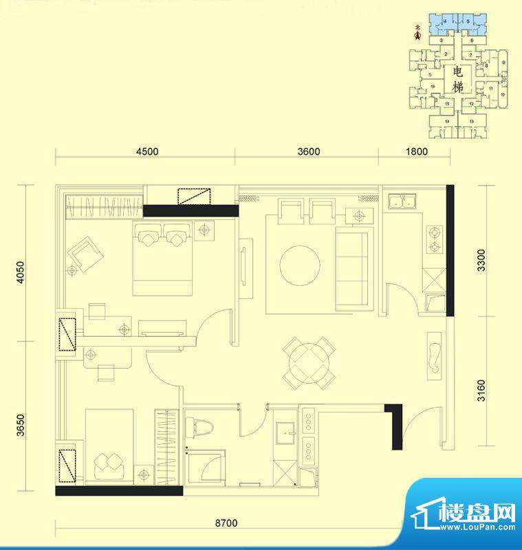 达兴豪苑1座4/5号 2面积:84.91m平米