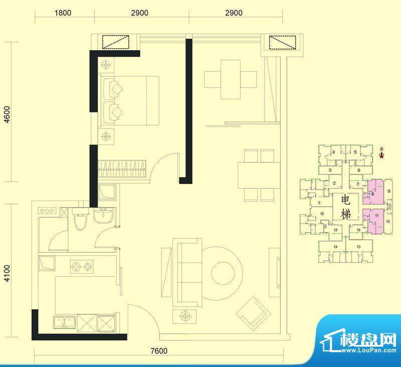 达兴豪苑1座8/11号 面积:76.28m平米