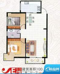 贺兰新天地E户型 2室面积:100.54m平米