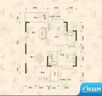 海尚绿洲1栋03户型面积:94.11m平米