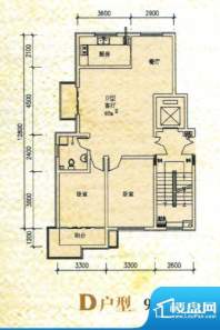 清苑丰景D户型图 2室面积:97.00m平米