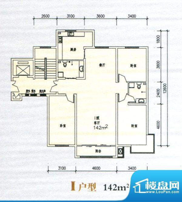 清苑丰景I户型图 3室面积:142.00m平米