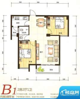 东都国际户型图-B1户面积:80.08m平米