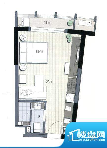 森林半岛户型图 1室面积:45.00m平米