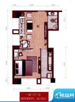 银座A3户型图 1室1厅面积:58.59m平米