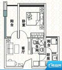 东润领寓 A1户型面积:45.00m平米