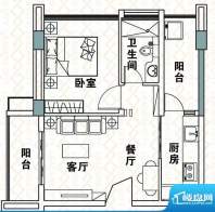 东润领寓 A2户型面积:57.00m平米