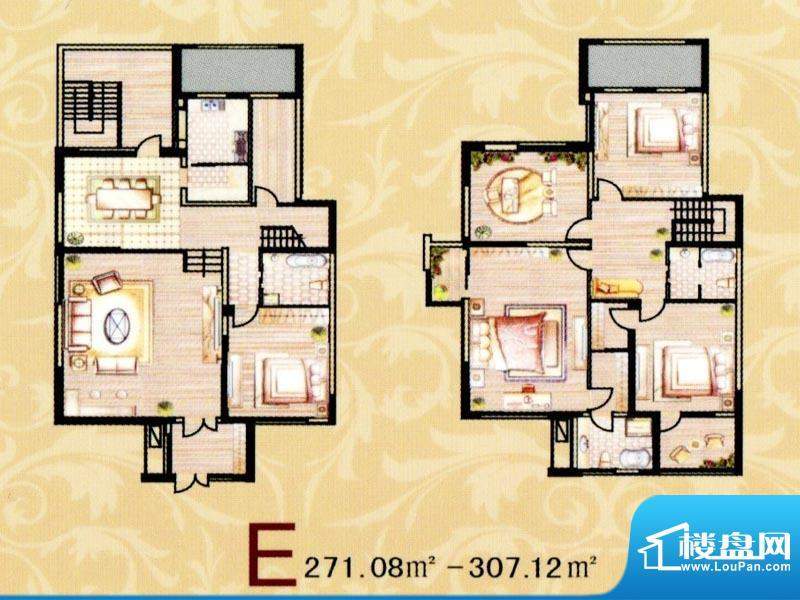 公园水岸观邸E户型图面积:307.12m平米