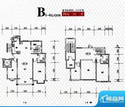 蓝山帝景B1-4复式户面积:204.00m平米