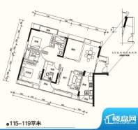 国宾壹号户型4 3室2面积:115.00m平米