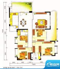 银信花园E户型 4室2面积:158.58m平米