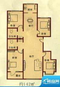 力鼎新城142平米户型面积:142.00m平米