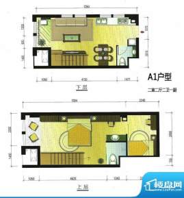 LOFT阳光公寓A1复式面积:68.00m平米