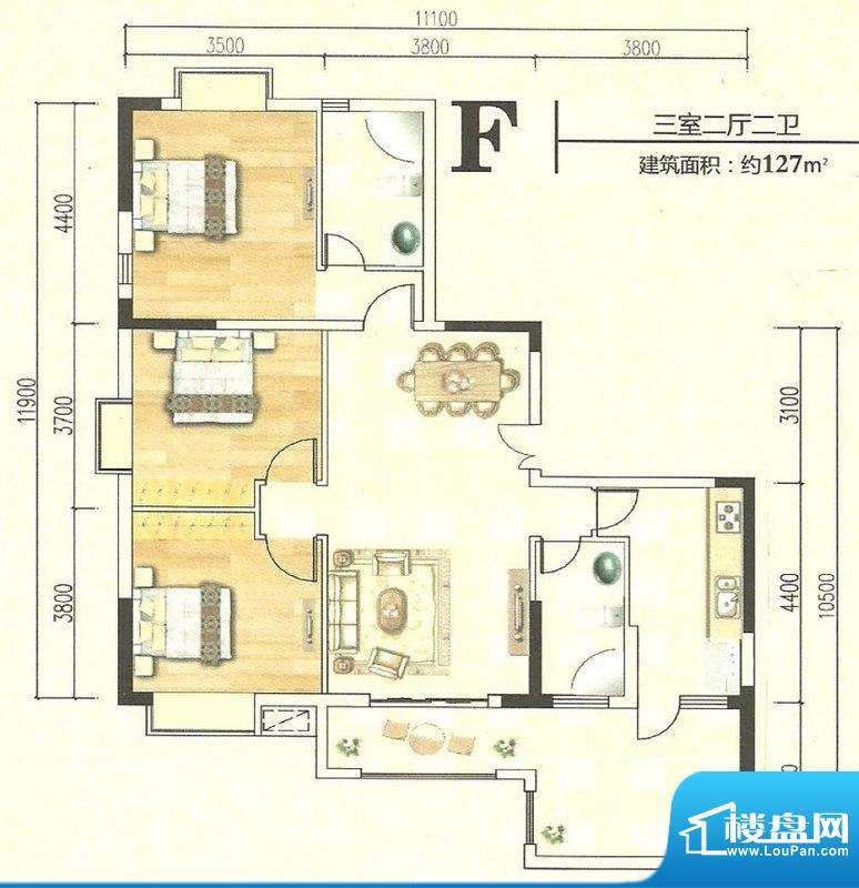 CBD中心商务区二期F面积:127.00m平米