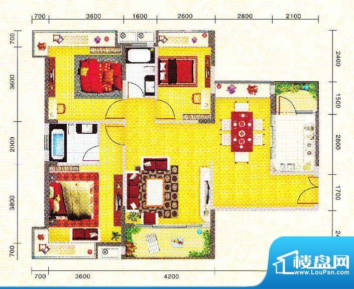 丽景名筑户型图 3室面积:115.97m平米