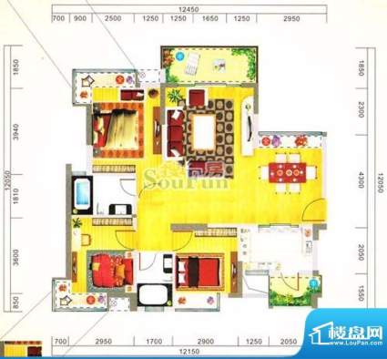 丽景名筑户型图 3室面积:0.00m平米