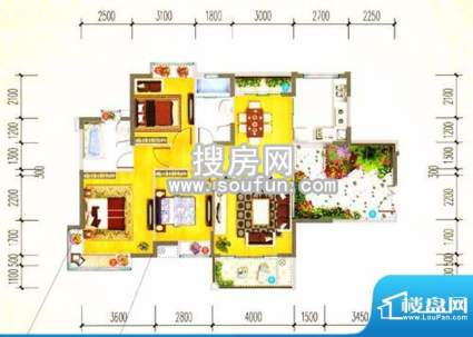 丽景名筑户型图 3室面积:123.08m平米