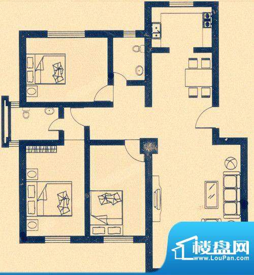 新新家园129平米 3室面积:129.00m平米