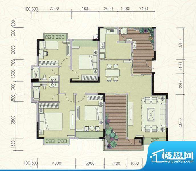 巴厘晓筑E标准 4室2面积:147.00m平米