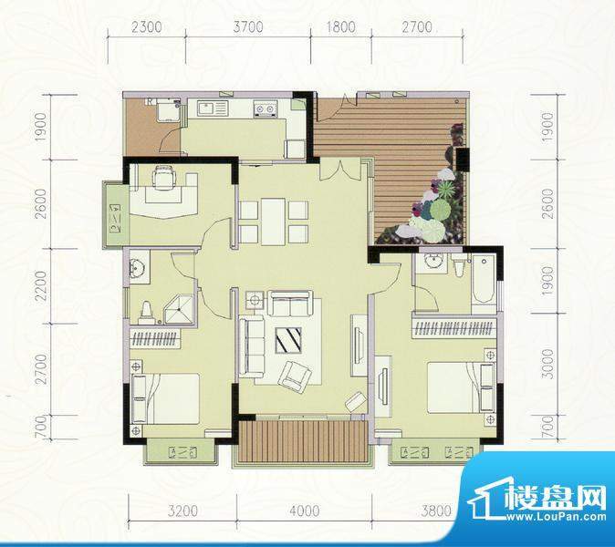 巴厘晓筑C1标准 3室面积:115.00m平米