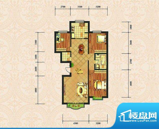 上海紫园2#-A 3室2厅面积:120.00m平米