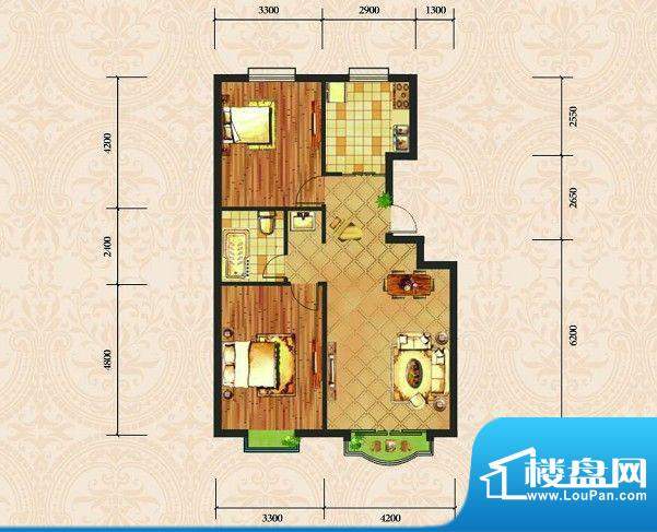 上海紫园3#-A 2室2厅面积:93.00m平米