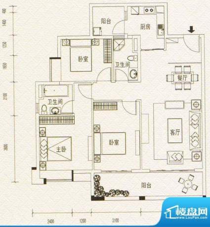 保利国际广场户型02面积:112.00m平米