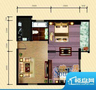 地铂港B4户型 2室1厅面积:67.00m平米