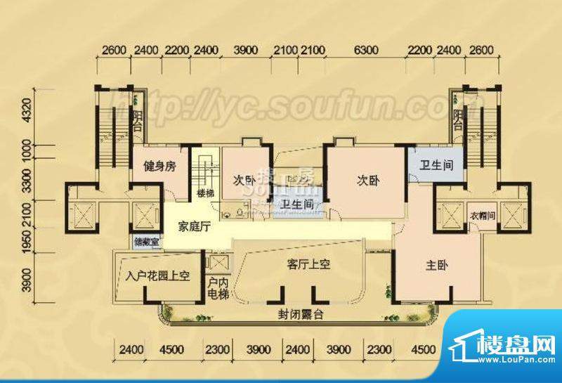 金色海岸楼王A户型2面积:750.00m平米