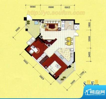 长江瑞景二期D户型 面积:83.00m平米