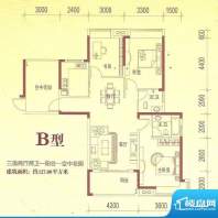 山水国际B户型 3室2面积:127.00m平米