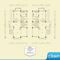 围炉别墅T2-1一层户面积:114.08m平米