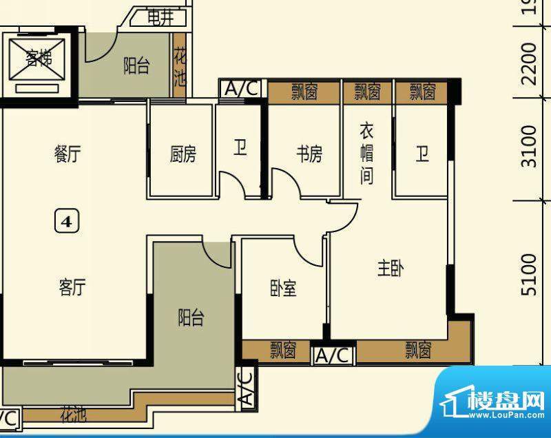 长信银湾8座04单位 面积:129.00平米