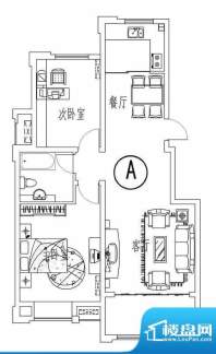 西城晶华A户型两室两面积:91.00平米