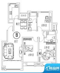 西城晶华B户型三室两面积:125.00平米