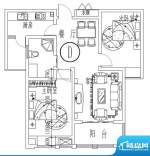 西城晶华D户型两室两面积:82.00平米