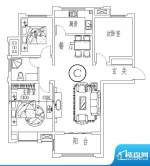 西城晶华C户型三室两面积:103.00平米