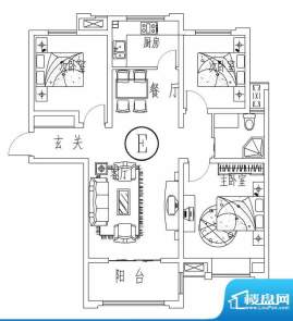 西城晶华E户型三室两面积:100.00平米